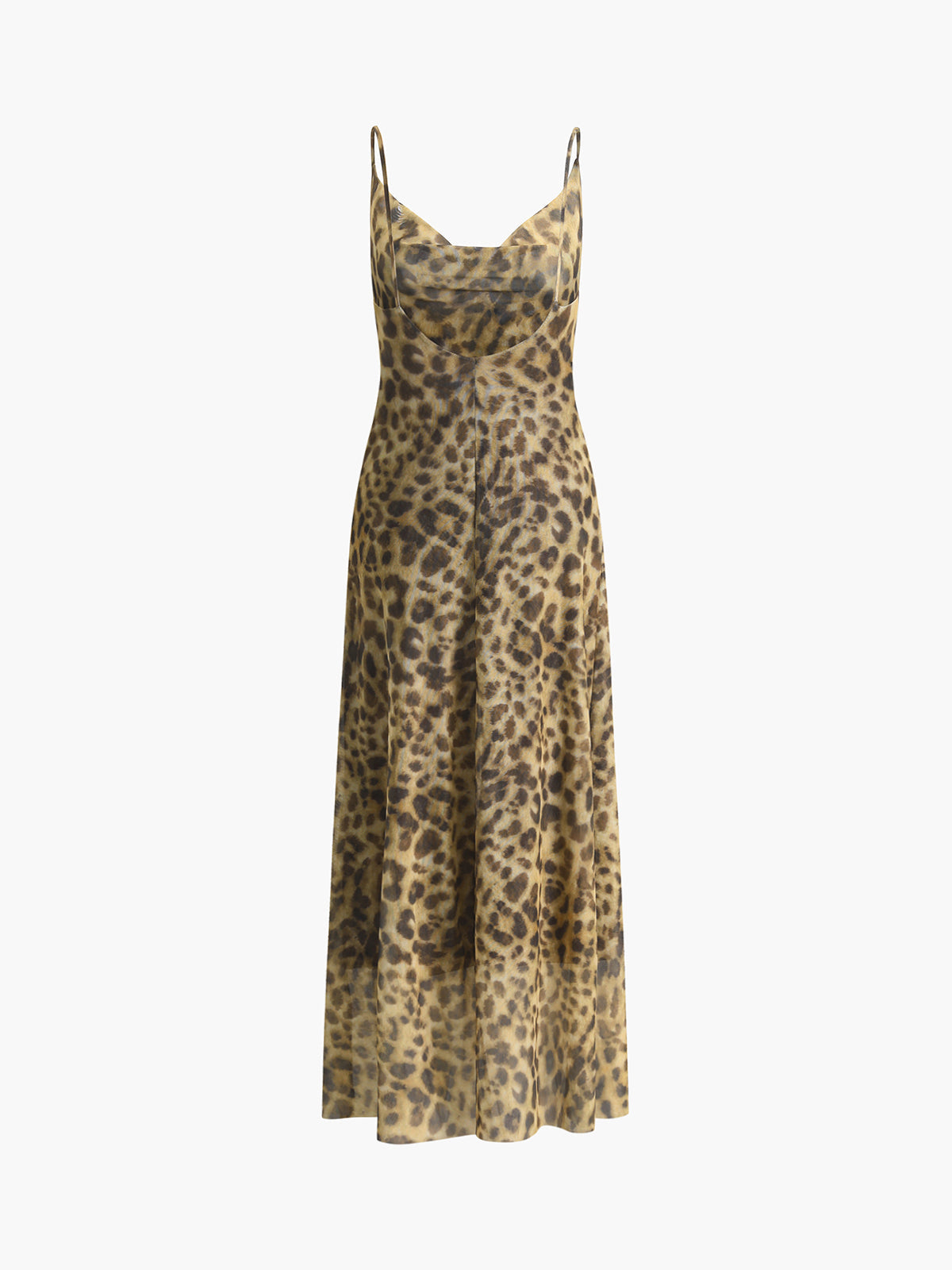 Leopard Print Cowl Neck Midi Dress