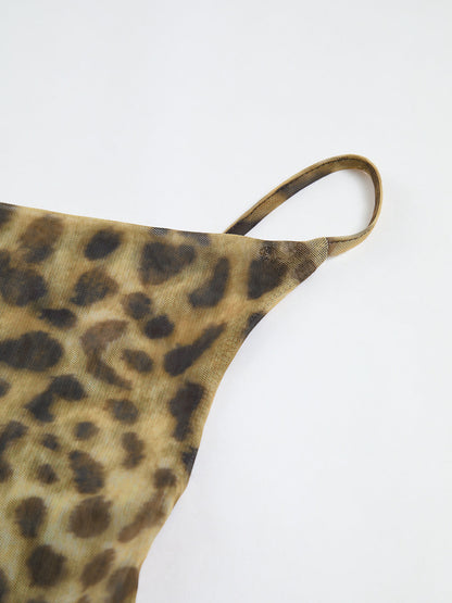 Leopard Print Cowl Neck Midi Dress
