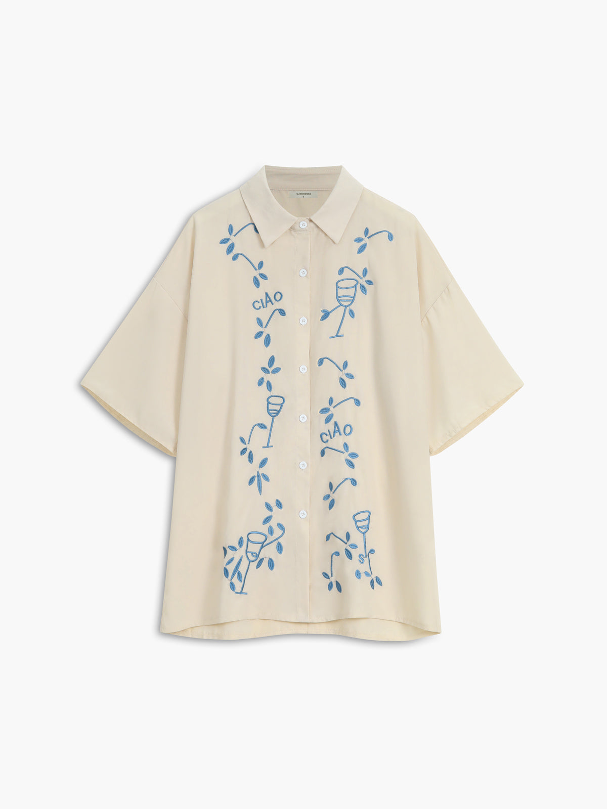 Plant Embroidery Leisure Shorts Set