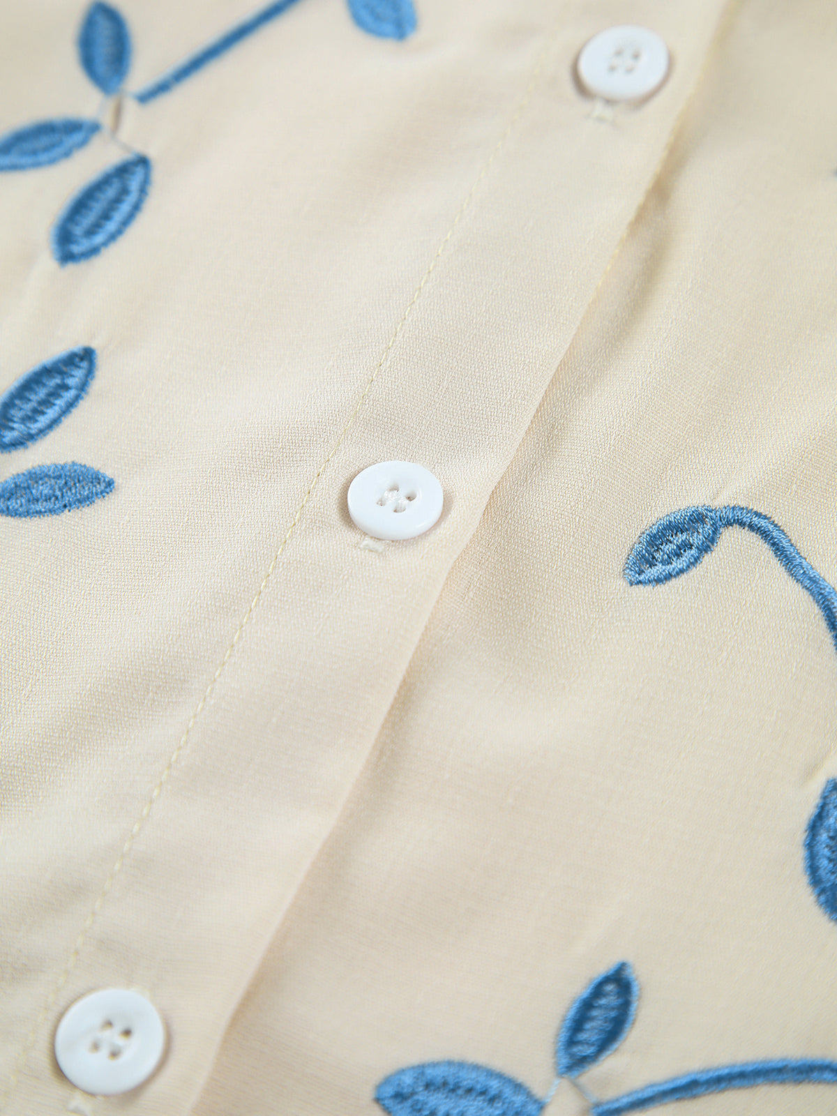 Plant Embroidery Leisure Shorts Set