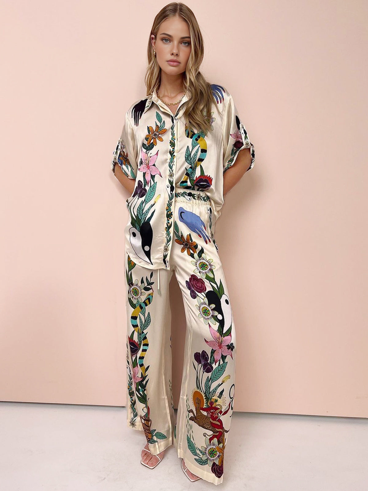 Floral Print Pants Set