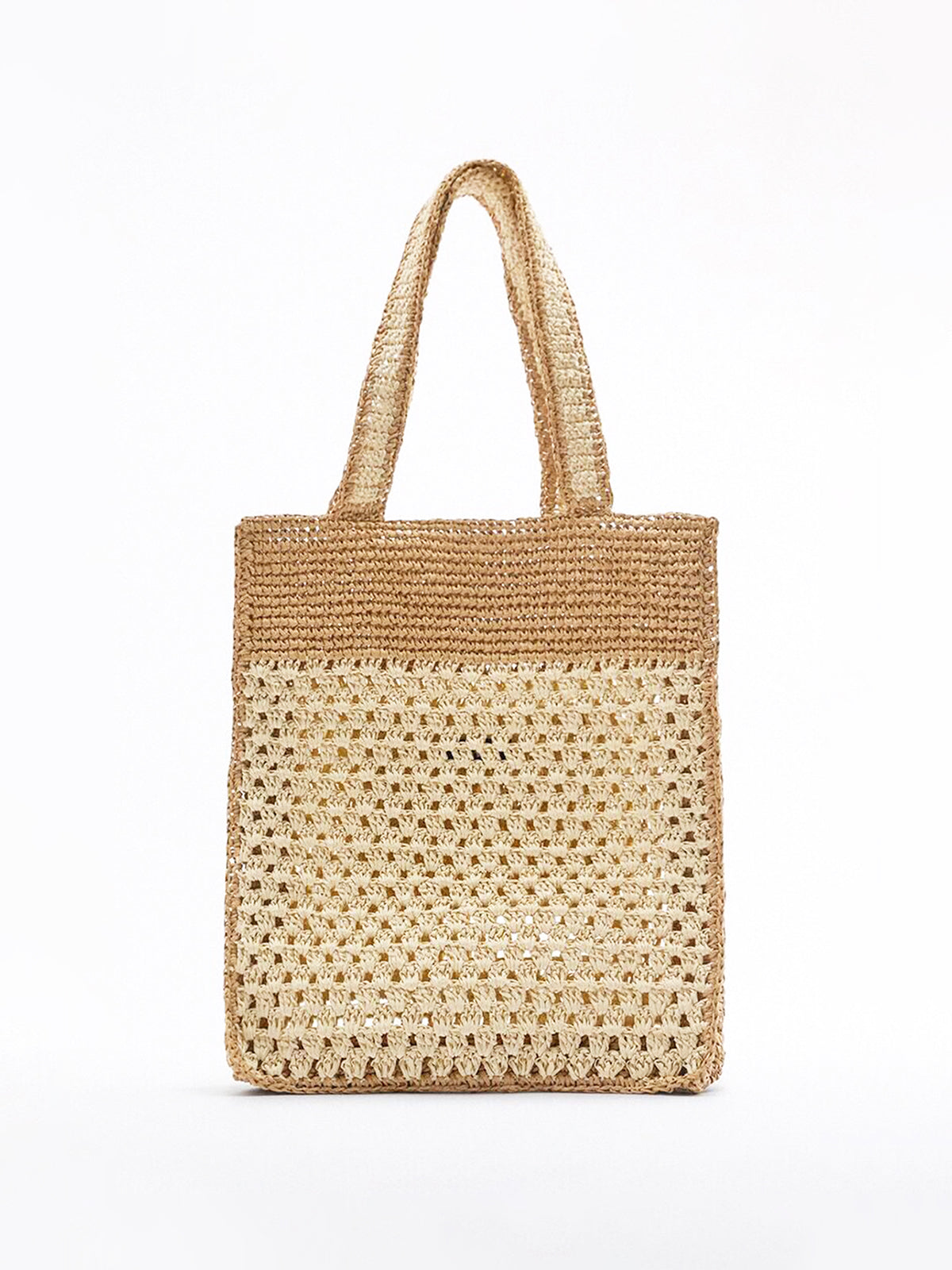 Contrast Tote Straw Bag