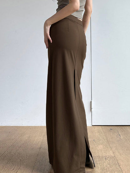 Solid Snug Maxi Skirt