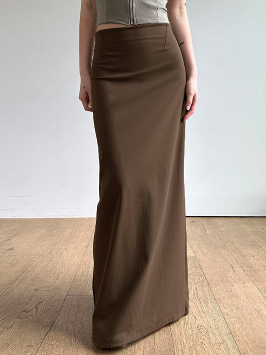 Solid Snug Maxi Skirt